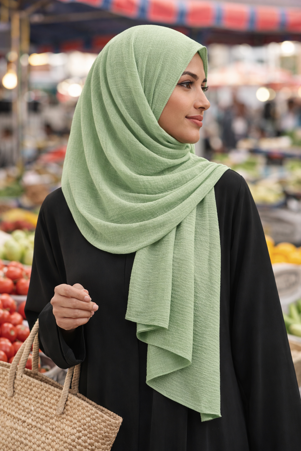 Frosty Spruce Soft airflow fabric scarf with a subtle crinkle texture, perfect for daily modest wear