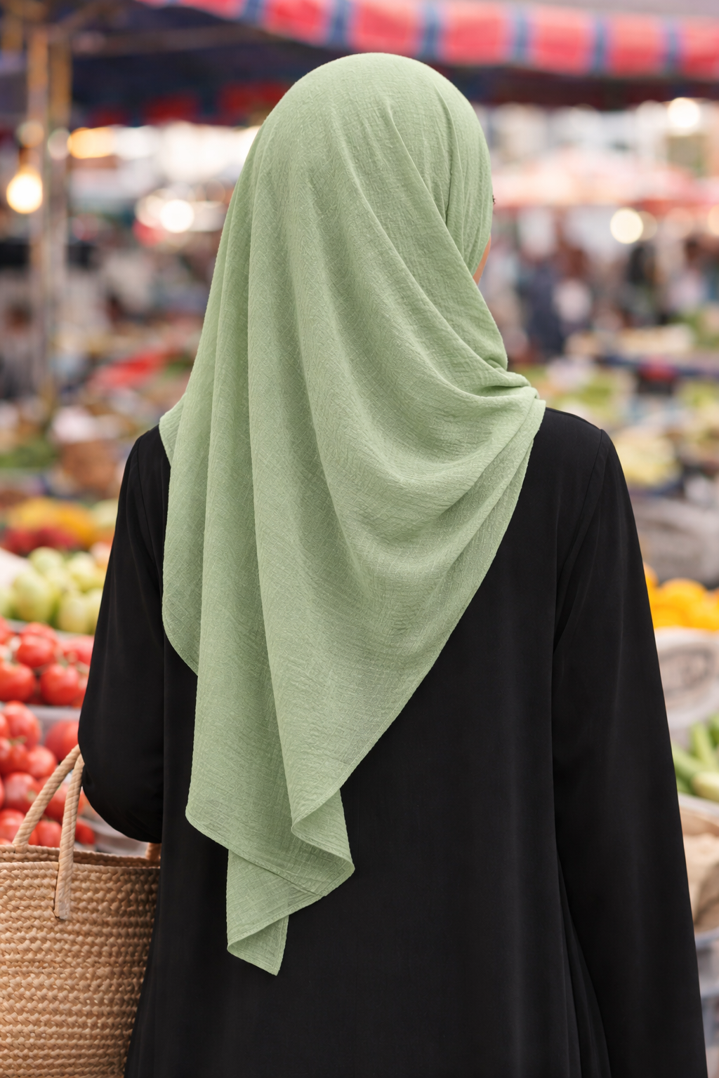 Frosty Spruce Soft airflow fabric scarf with a subtle crinkle texture, perfect for daily modest wear