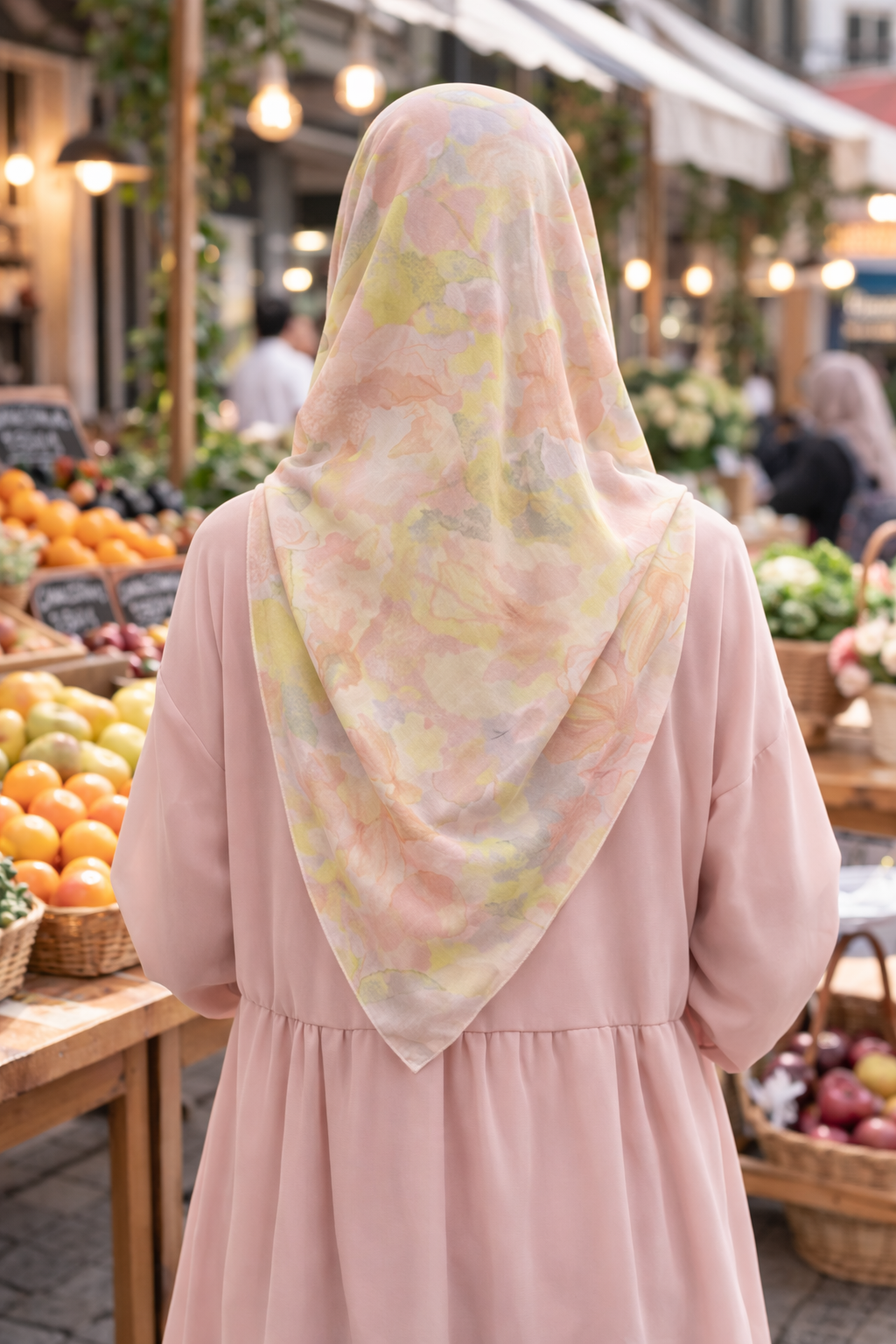 Pattern Fwan Pastel Floral Chiffon Scarf for Everyday Styling