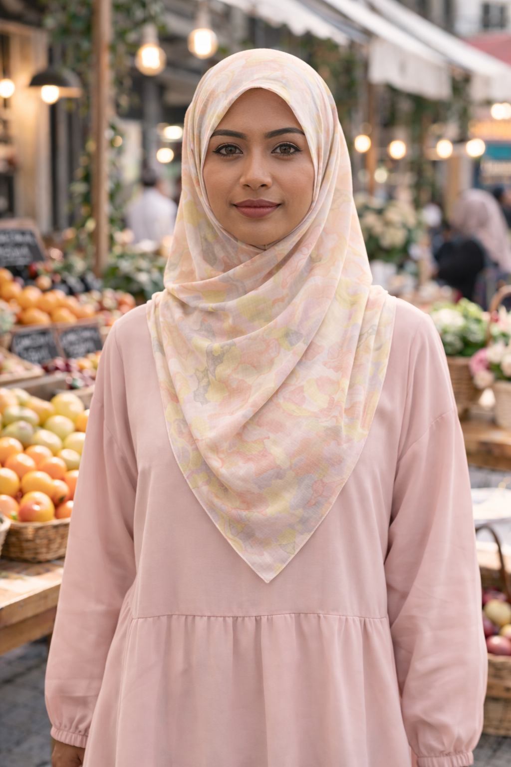Pattern Fwan Pastel Floral Chiffon Scarf for Everyday Styling