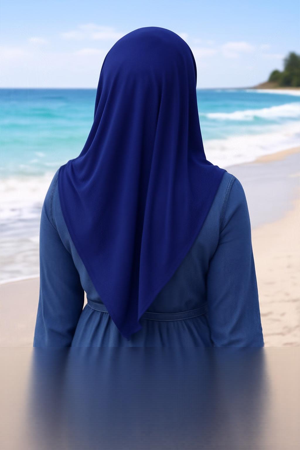Galaxy Blue Soft, stretchy cotton jersey scarf designed for comfortable everyday modest wear