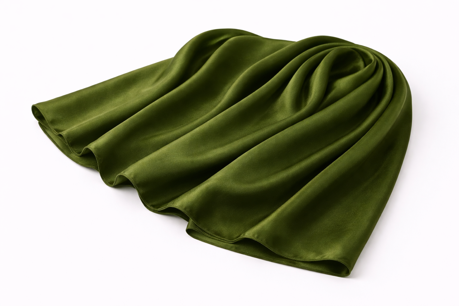 Garden Green Soft Rectangular Satin scarf for Women