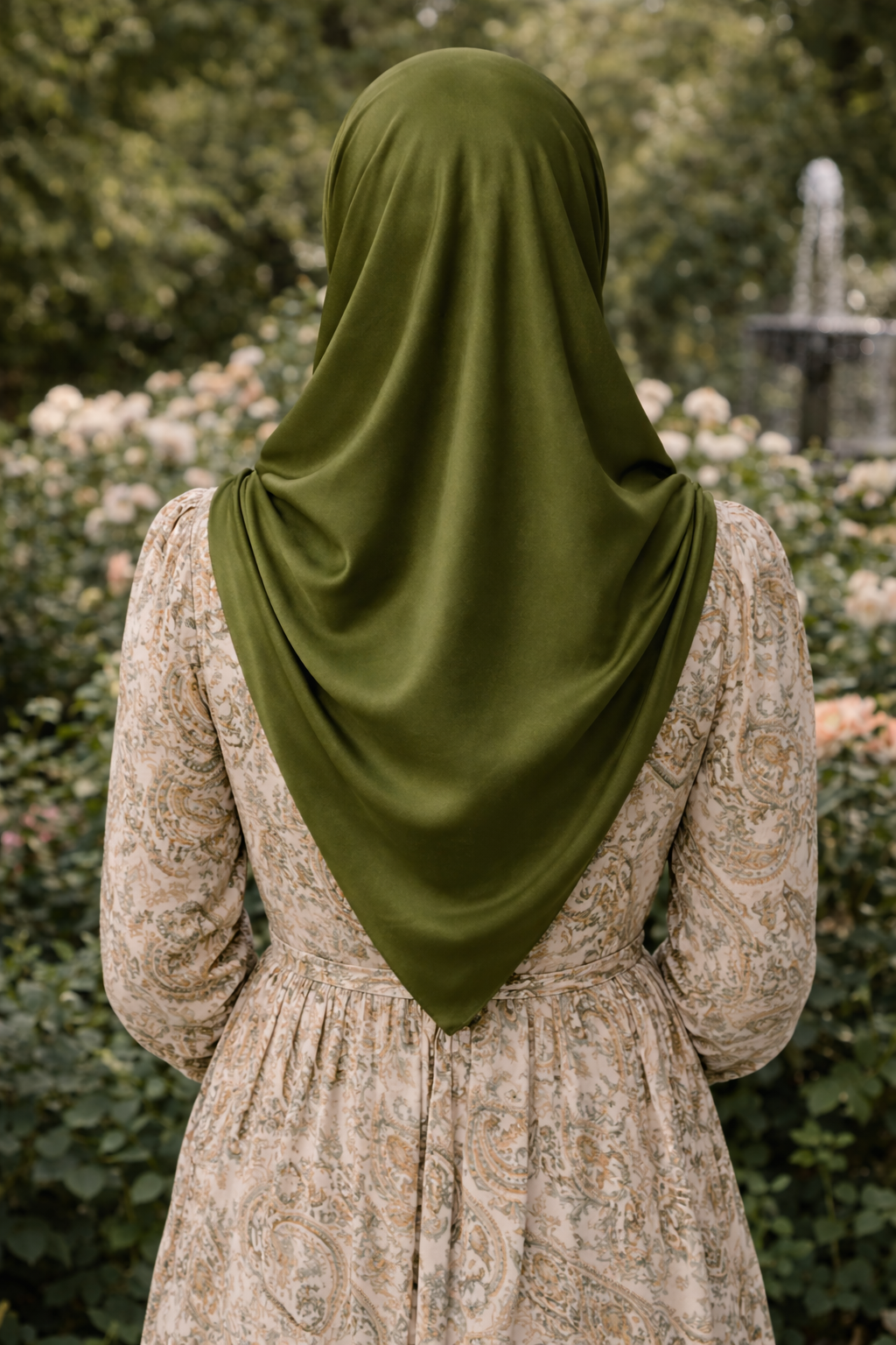 Garden Green Soft Rectangular Satin scarf for Women
