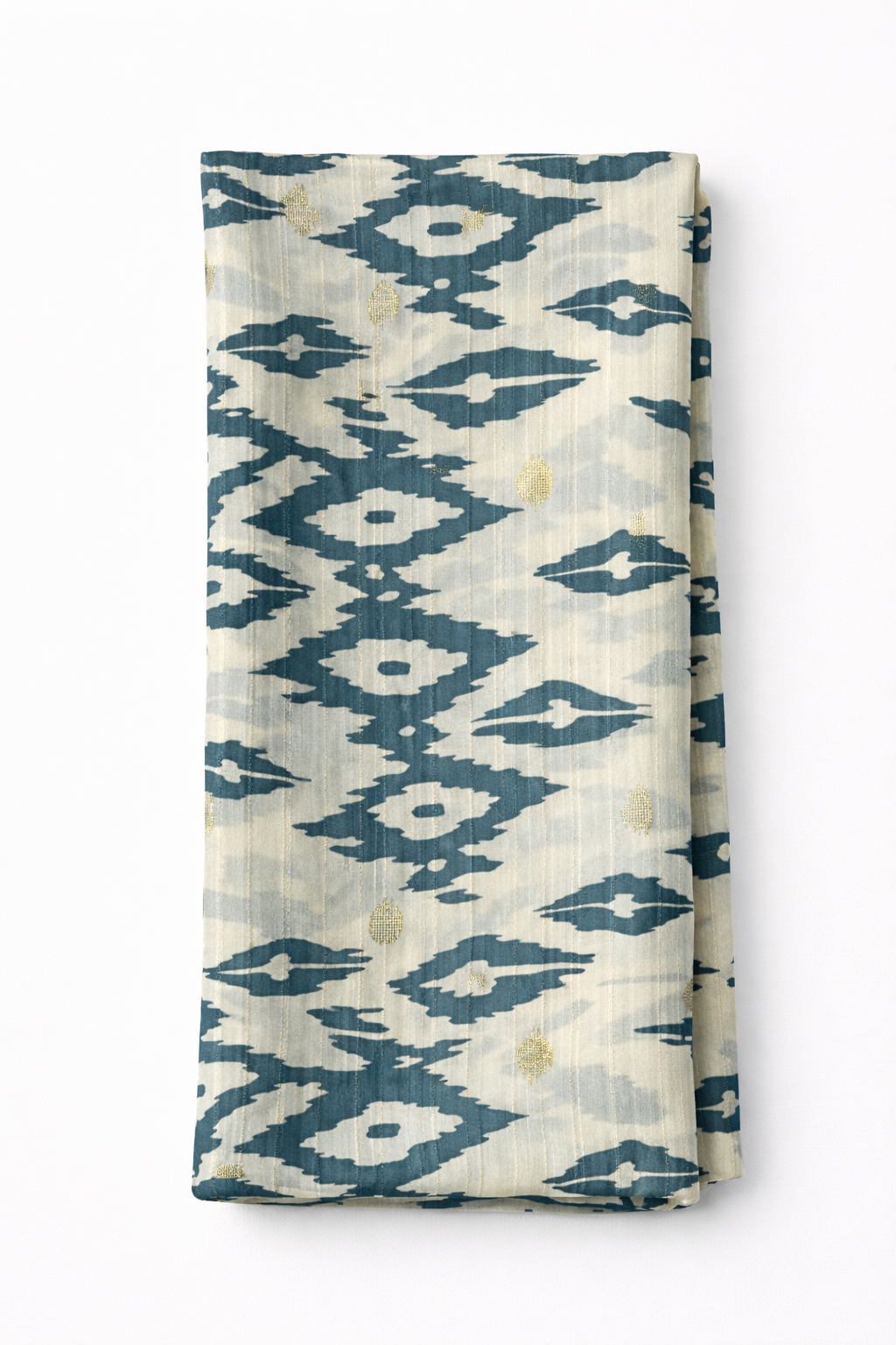 Goblin Blue Lightweight Chiffon Scarf with Metallic Gold Highlights for Women