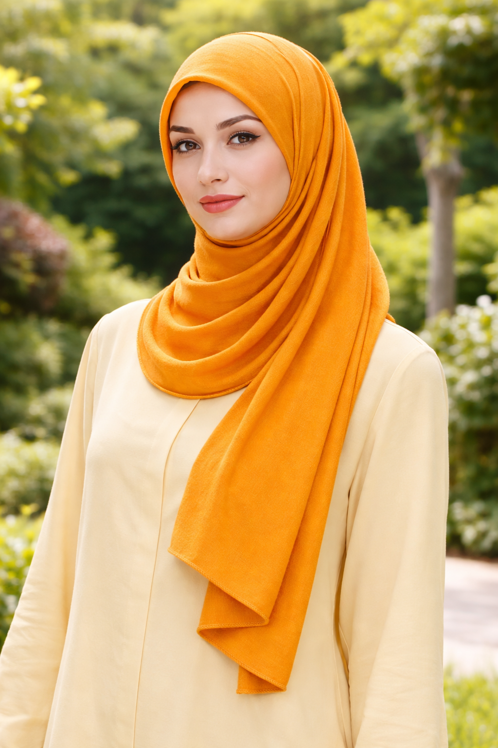 Golden Oak Soft, stretchy cotton jersey scarf designed for comfortable everyday modest wear