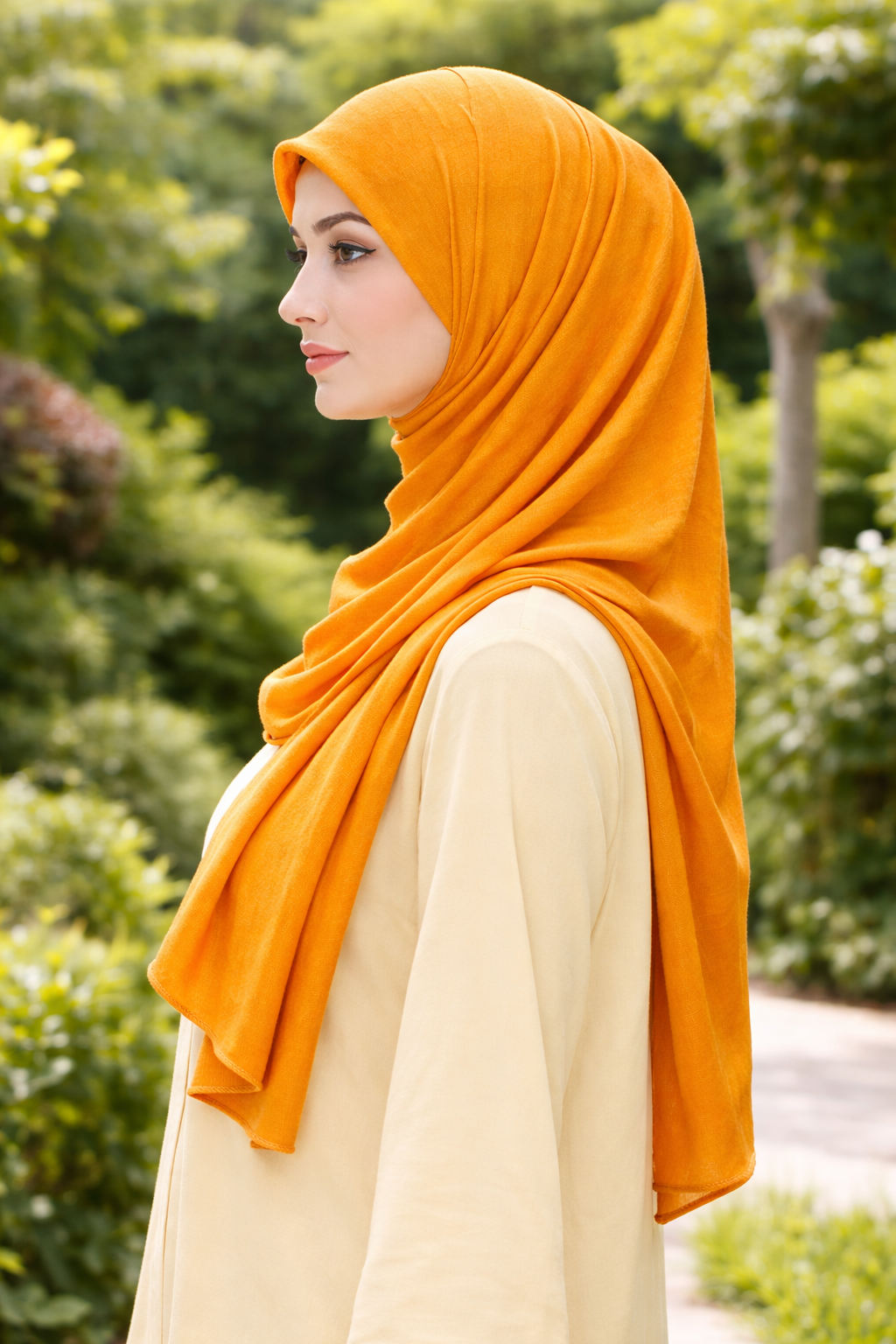 Golden Oak Soft, stretchy cotton jersey scarf designed for comfortable everyday modest wear