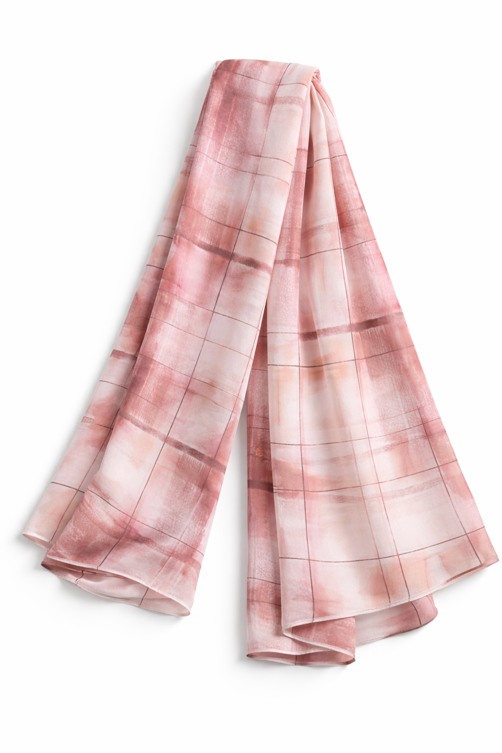 Lightweight Gray Lilac Abstract Grid Chiffon Scarf for Women