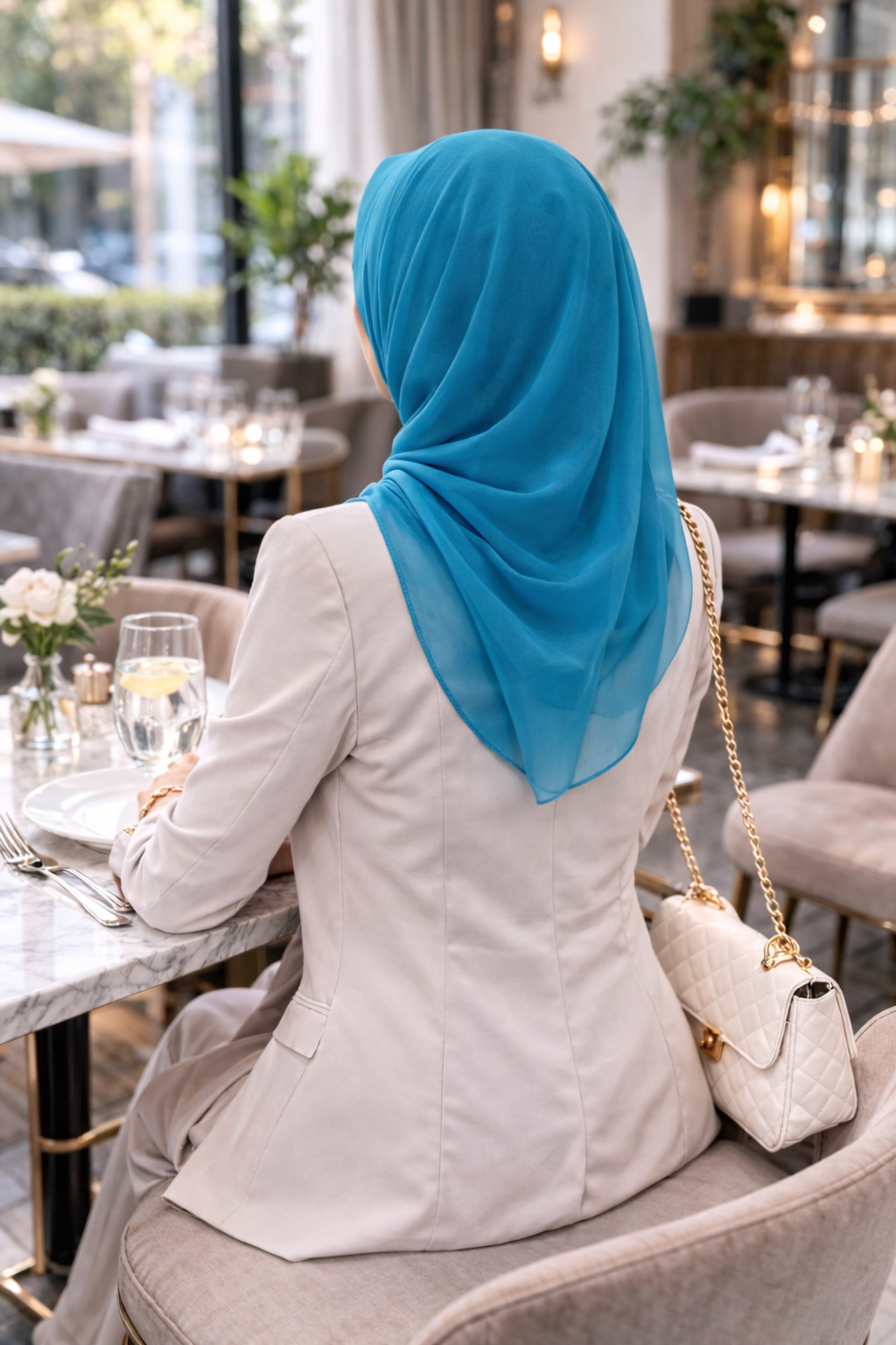 Harbour Blue Lightweight Rectangular Chiffon Scarf for Women – Sheer Wrap