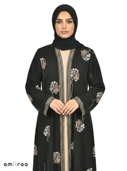 Tap Shoe Floral Detail Open Front Maxi Abaya