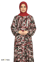 Cabernet Abstract Print Long Sleeve Maxi Dress
