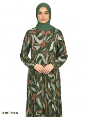 Pine Grove Abstract Wave Print Maxi Dress
