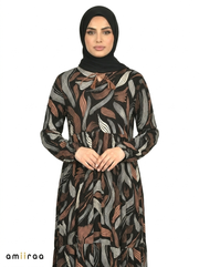 Ganache Abstract Wave Print Maxi Dress