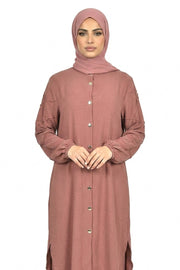 Mesa Rose Textured Modest Longline Tunic & Wide-Leg Pants Set