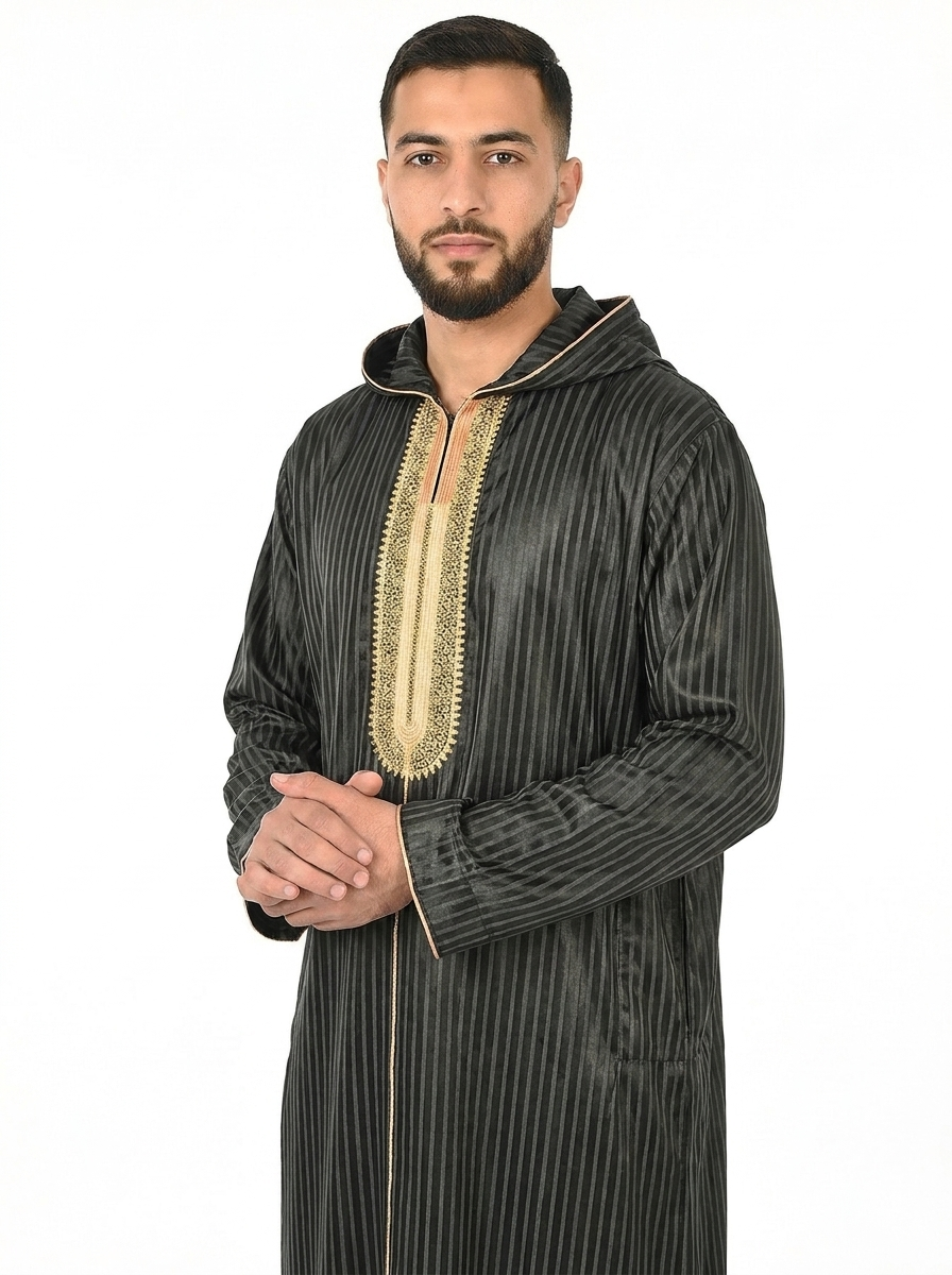 Tap Shoe Hooded Moroccan Thobe with Detailing