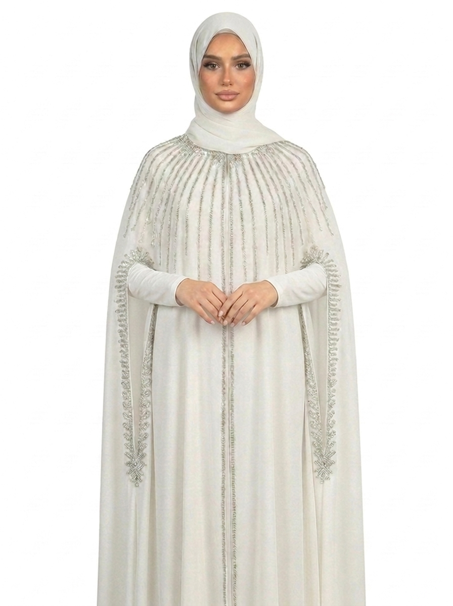 Glacier Waterfall Beaded Two-Piece Cloak Abaya