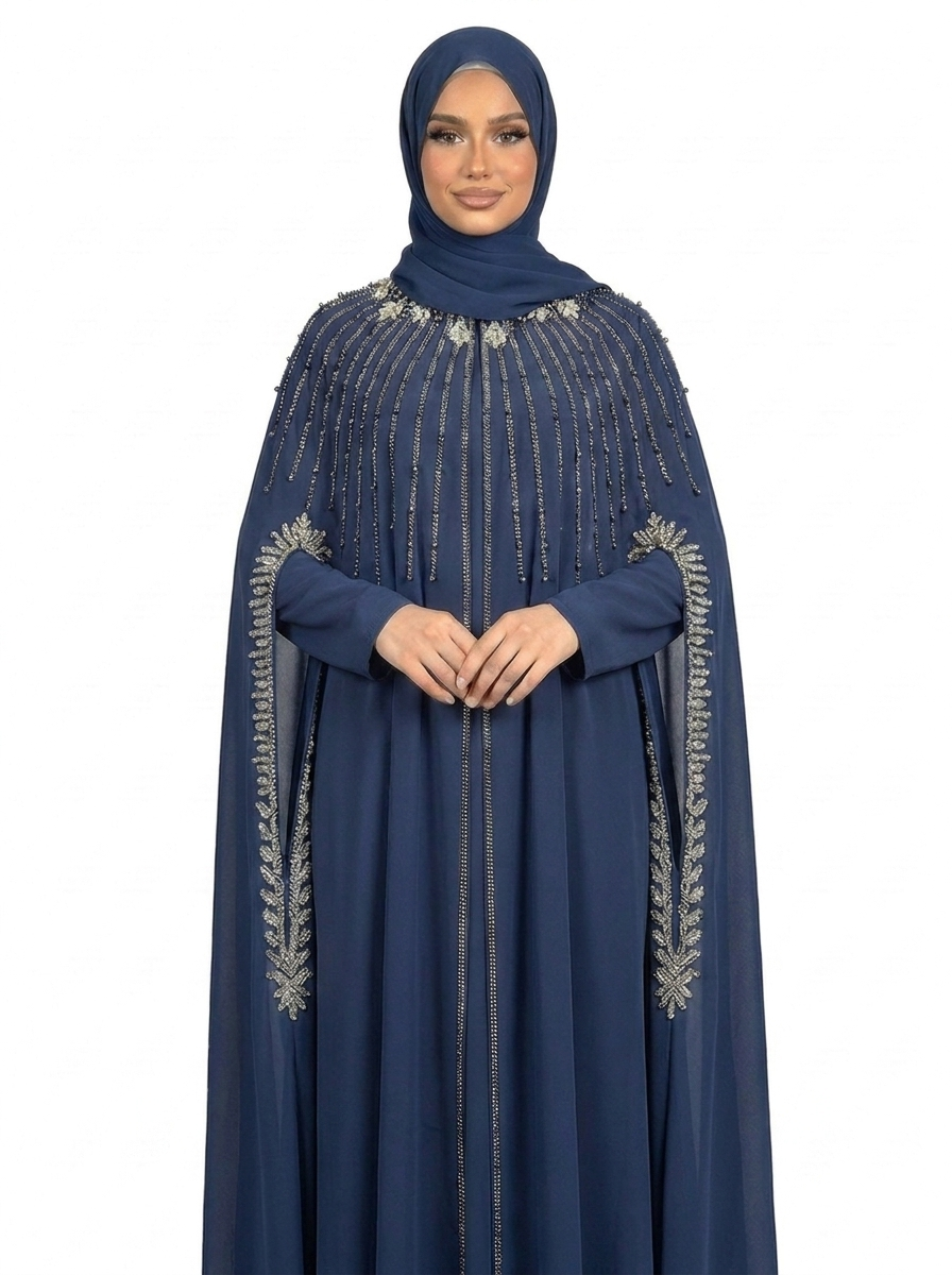 Ocean Cavern Waterfall Beaded Two-Piece Cloak Abaya
