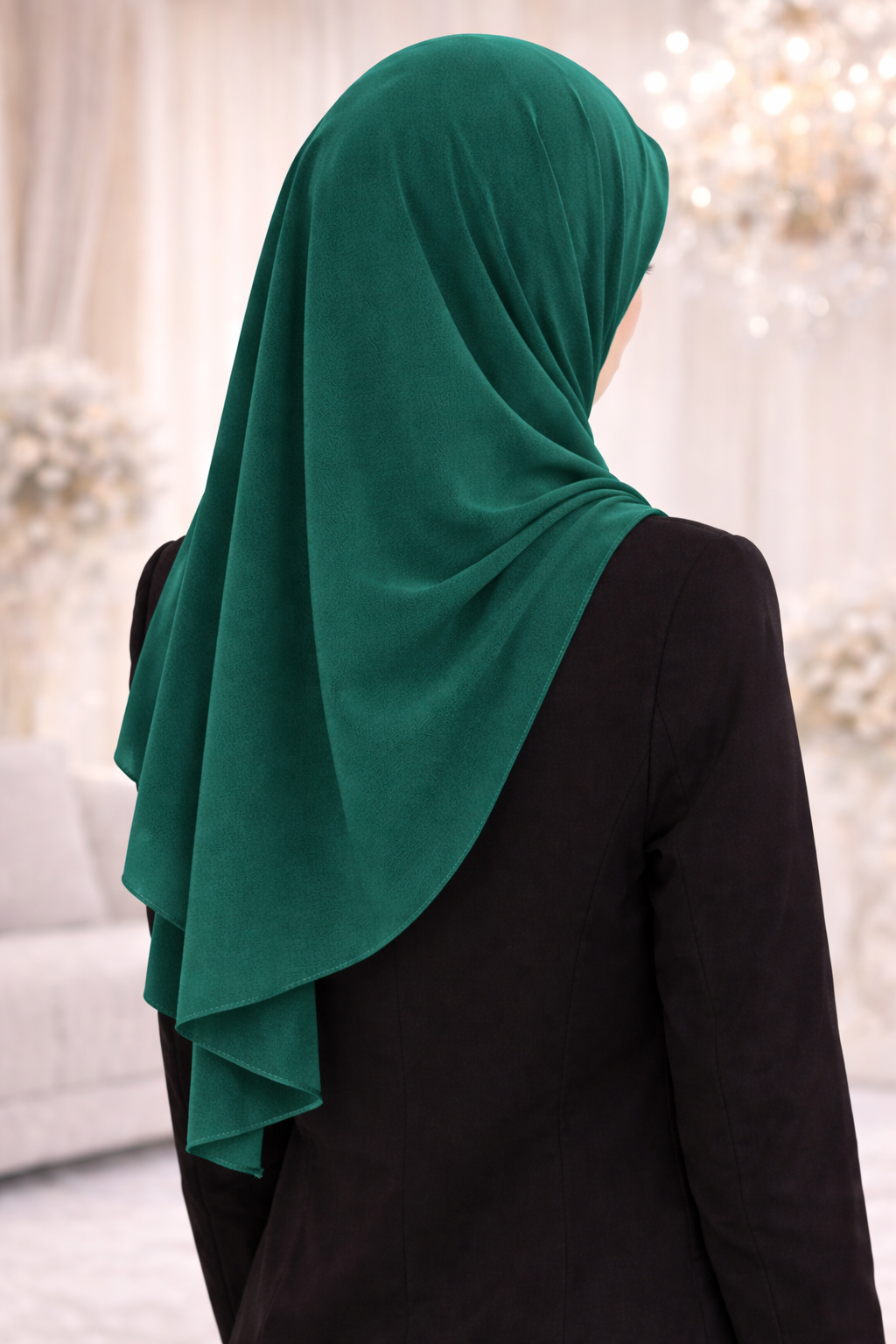 Hunter Green Lightweight Rectangular Chiffon Scarf for Women – Sheer Wrap