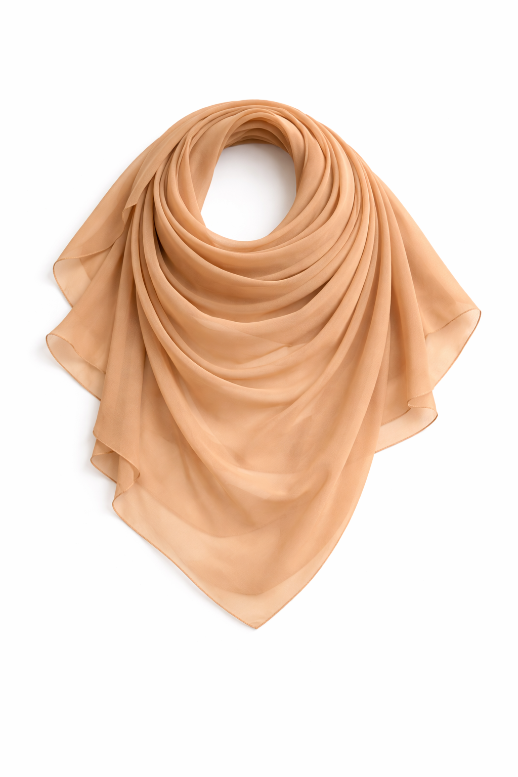 India Tan Lightweight Rectangular Chiffon Scarf for Women – Sheer Wrap