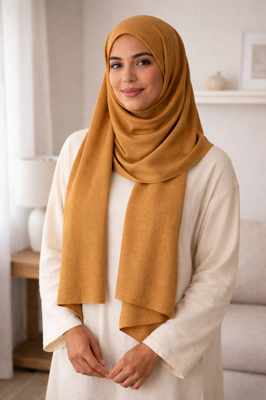 Kelp Soft airflow fabric scarf with a subtle crinkle texture, perfect for daily modest wear.