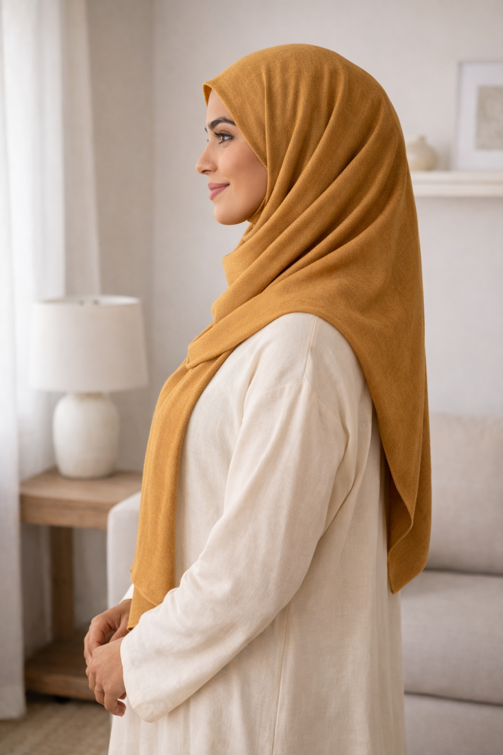 Kelp Soft airflow fabric scarf with a subtle crinkle texture, perfect for daily modest wear.