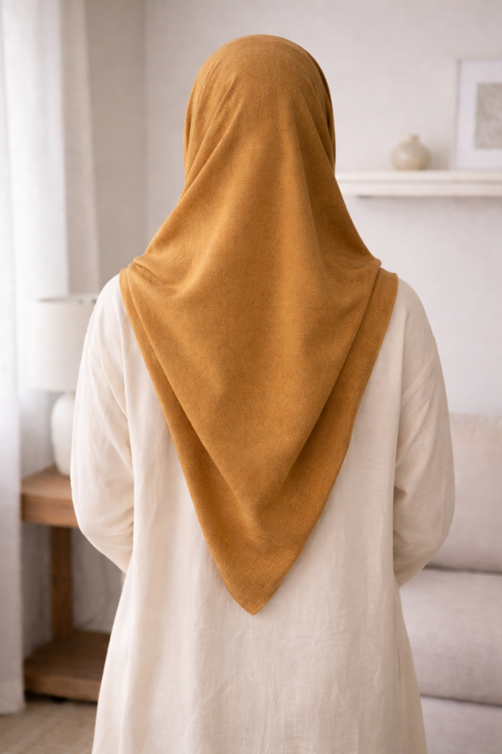 Kelp Soft airflow fabric scarf with a subtle crinkle texture, perfect for daily modest wear.