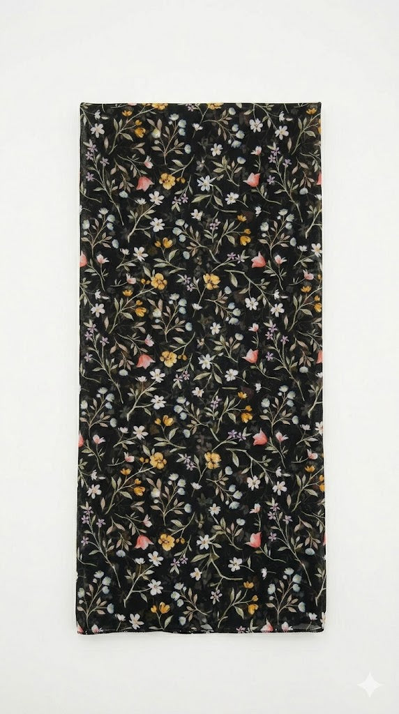 Lightweight Laurel Wreath Floral Print Chiffon Scarf for Women