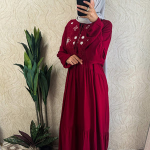 Casual Embroidered Top Maxi Dress - Amiiraa