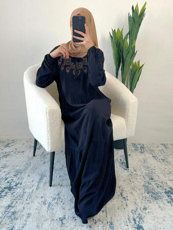 Classic Cotton Black Maxi Dress - Amiiraa