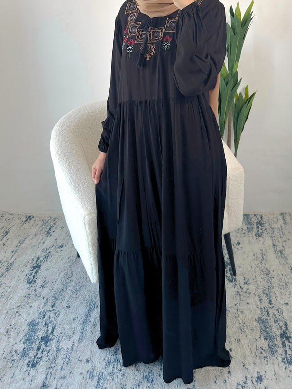 Classic Cotton Black Maxi Dress - Amiiraa