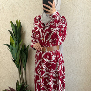 Patterned Shirt Dress - Amiiraa