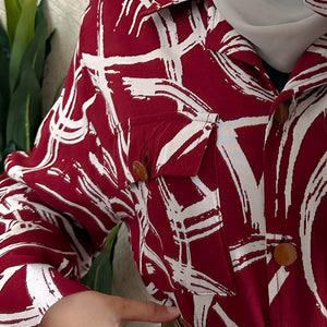 Patterned Shirt Dress - Amiiraa