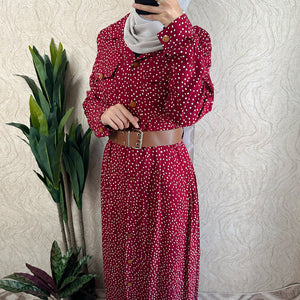 Dotted Shirt Maxi Dress - Amiiraa