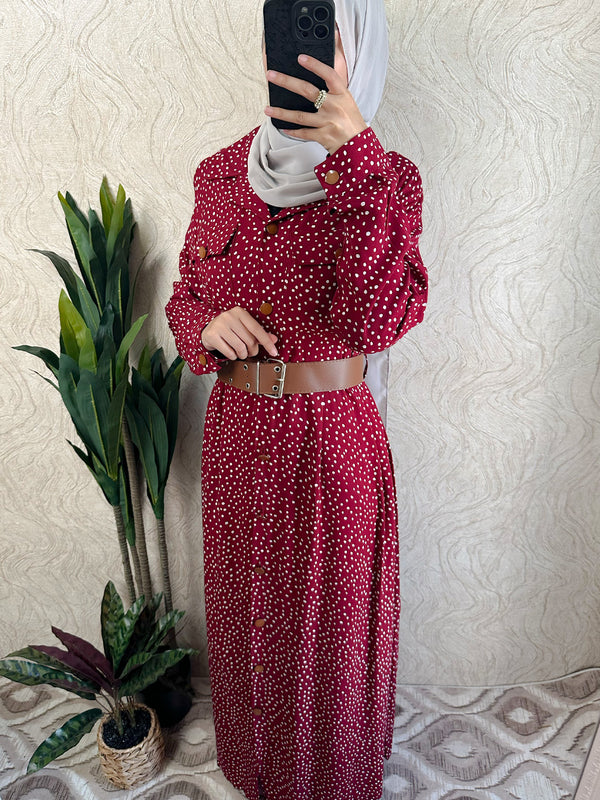 Dotted Shirt Maxi Dress - Amiiraa