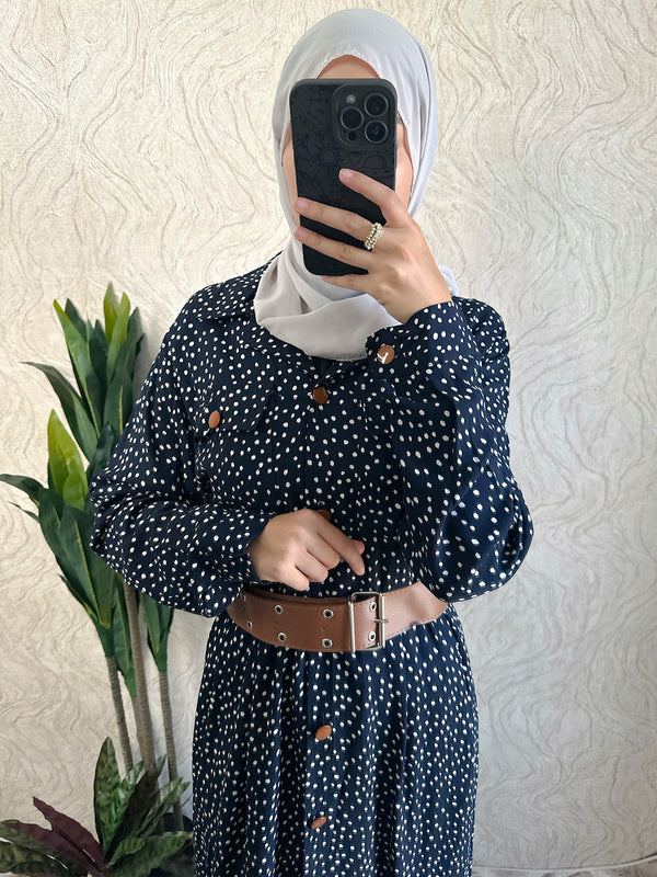 Dotted Shirt Maxi Dress - Amiiraa