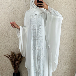 Exclusive Chiffon Beaded Pearl Abaya - amiiraa