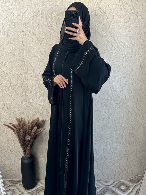 Patterned Zip Abaya. | Shop online - Amiiraa