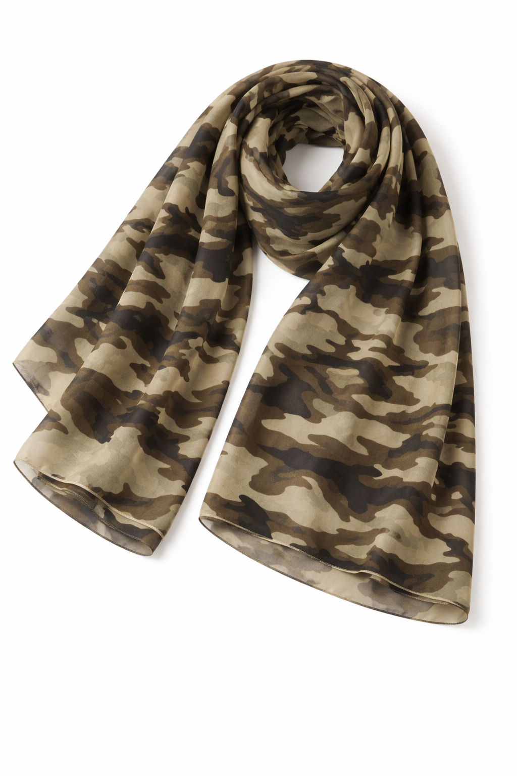 Brown Chiffon Camo Print Scarf for Modest Wear and Everyday Styling