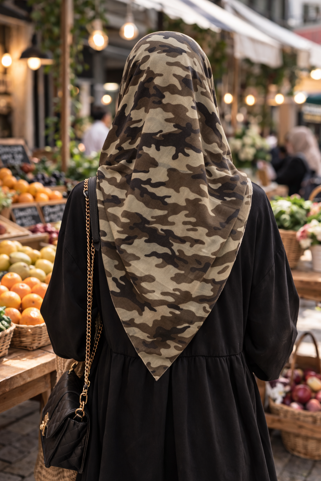 Brown Chiffon Camo Print Scarf for Modest Wear and Everyday Styling