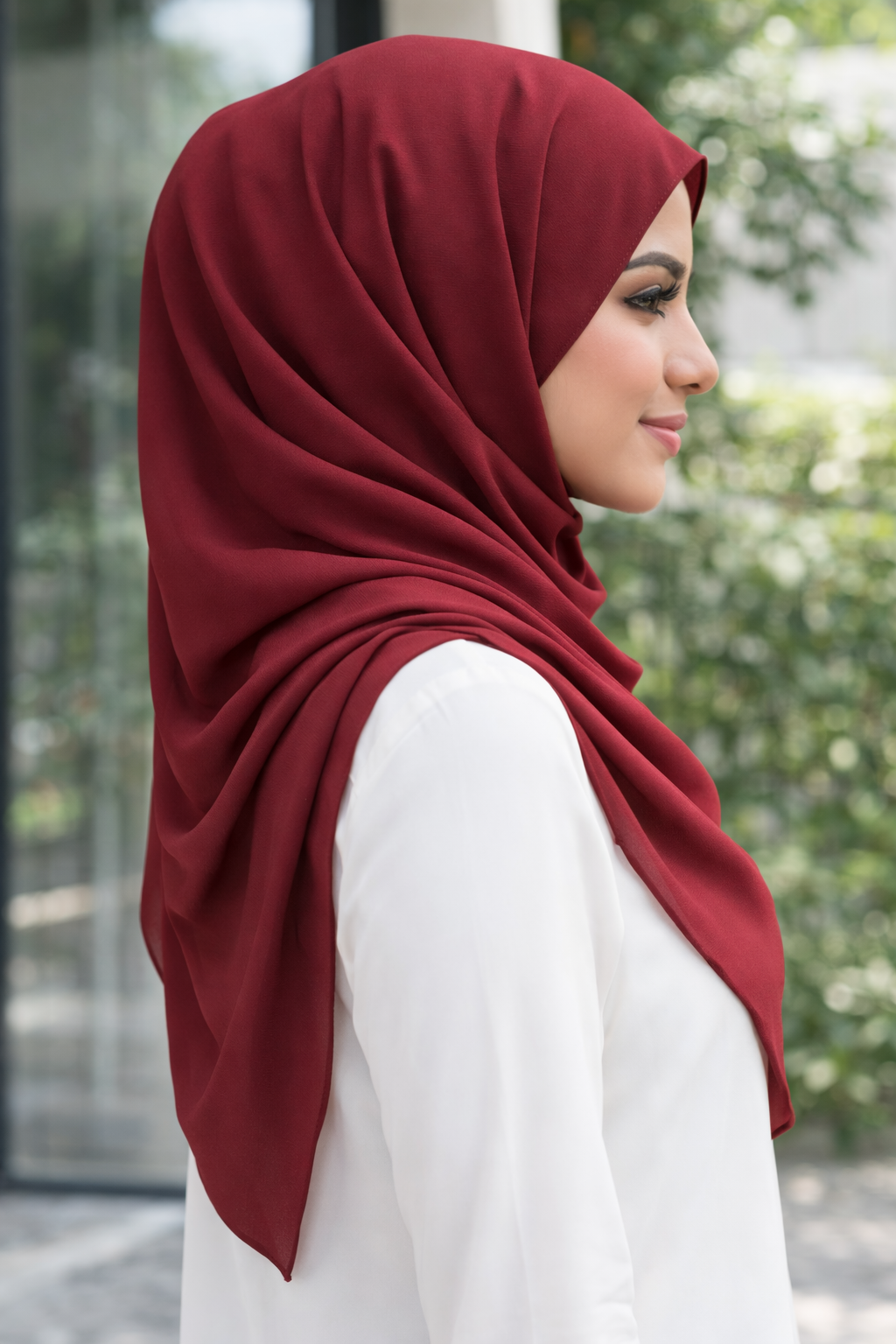 Oxblood Red Lightweight Rectangular Chiffon Scarf for Women – Sheer Wrap