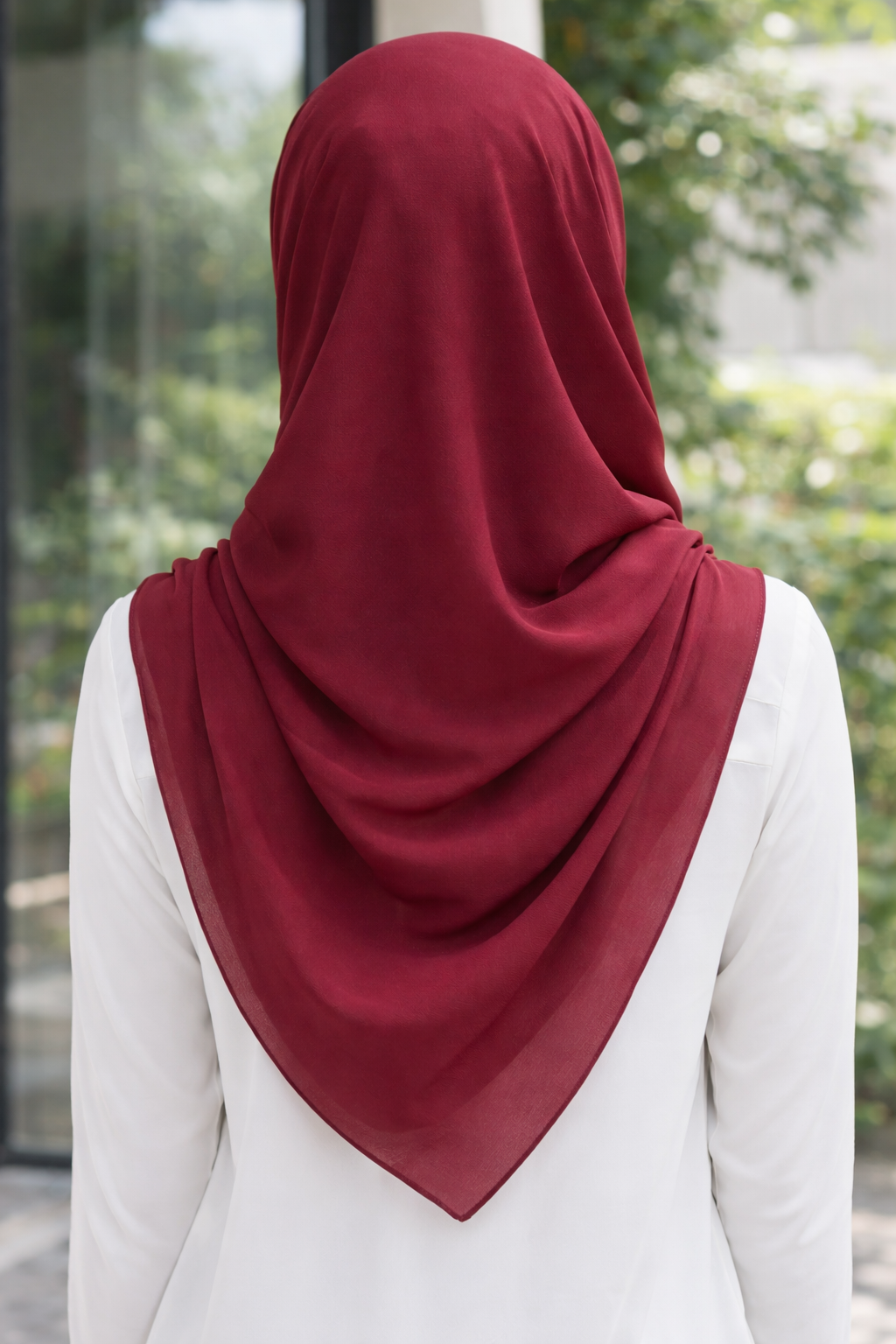 Oxblood Red Lightweight Rectangular Chiffon Scarf for Women – Sheer Wrap
