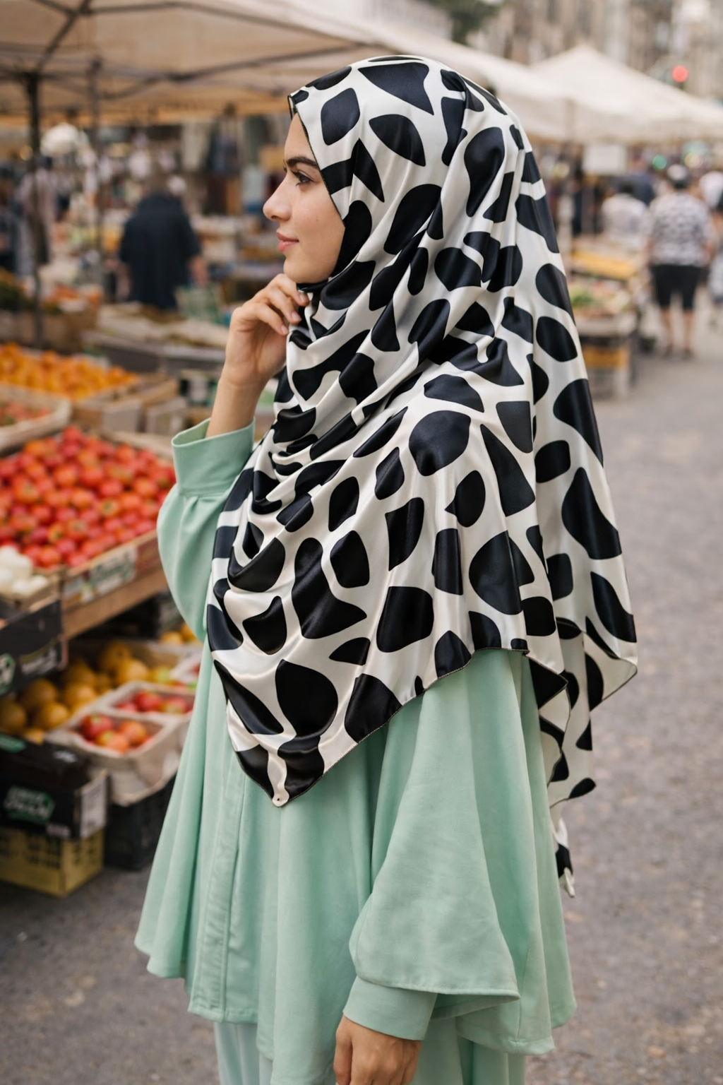Pattern Tap Shoe Soft Rectangular Satin scarf for Women