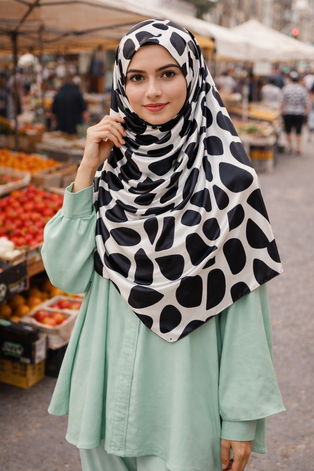 Pattern Tap Shoe Soft Rectangular Satin scarf for Women