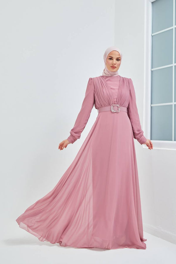 Ozduman Exclusive Chiffon Pleat Maxi Dress - amiiraa