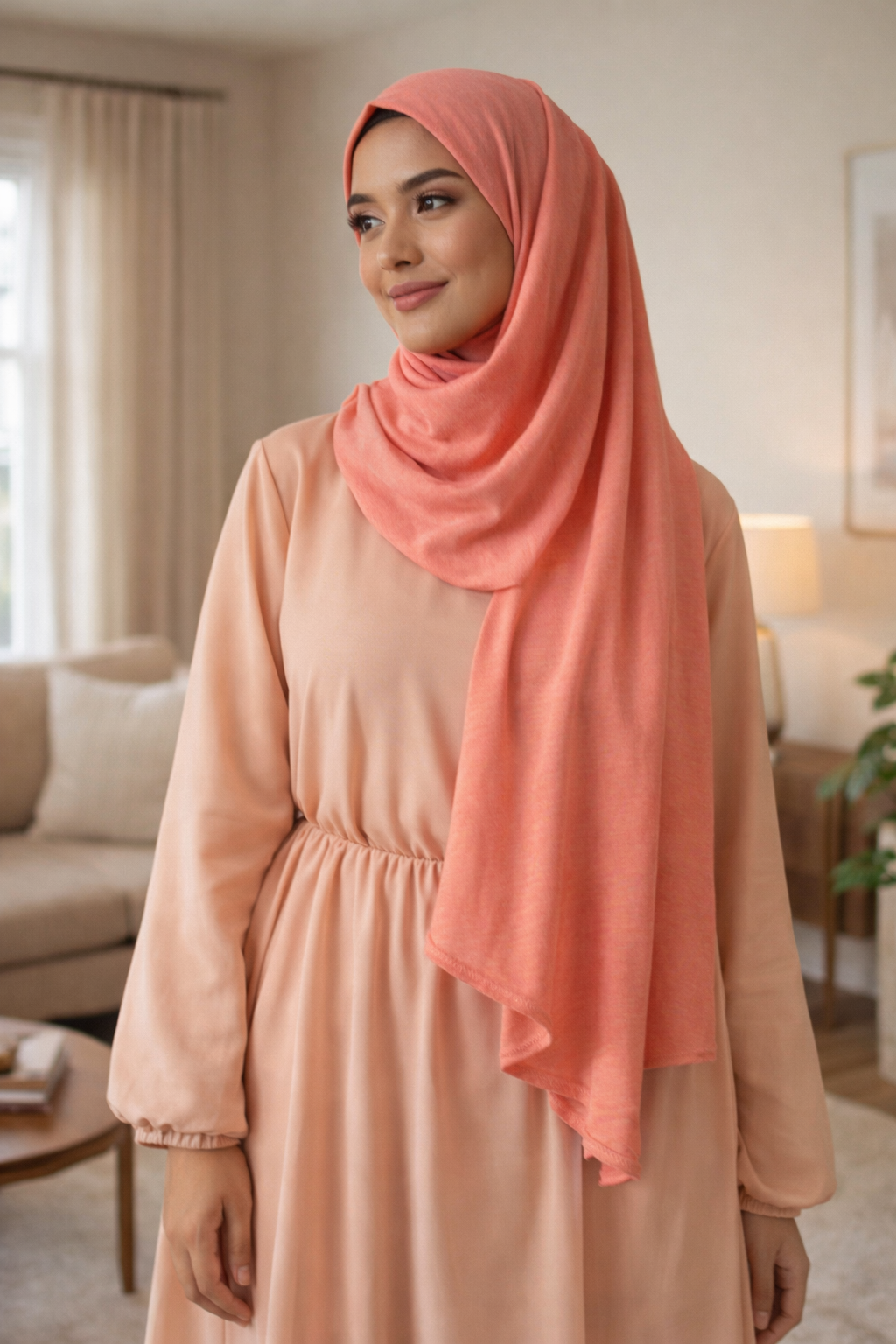 Porcelain Rose Soft, stretchy cotton jersey scarf designed for comfortable everyday modest wear