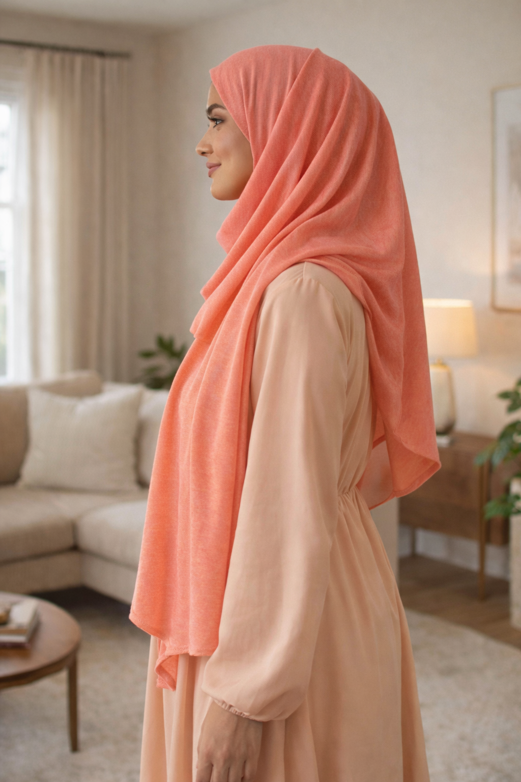 Porcelain Rose Soft, stretchy cotton jersey scarf designed for comfortable everyday modest wear