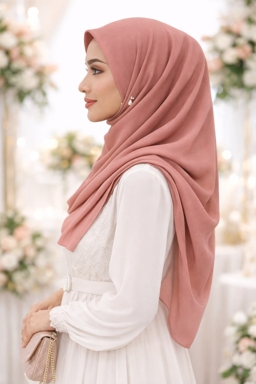 Raw Umber Lightweight Rectangular Chiffon Scarf for Women – Sheer Wrap