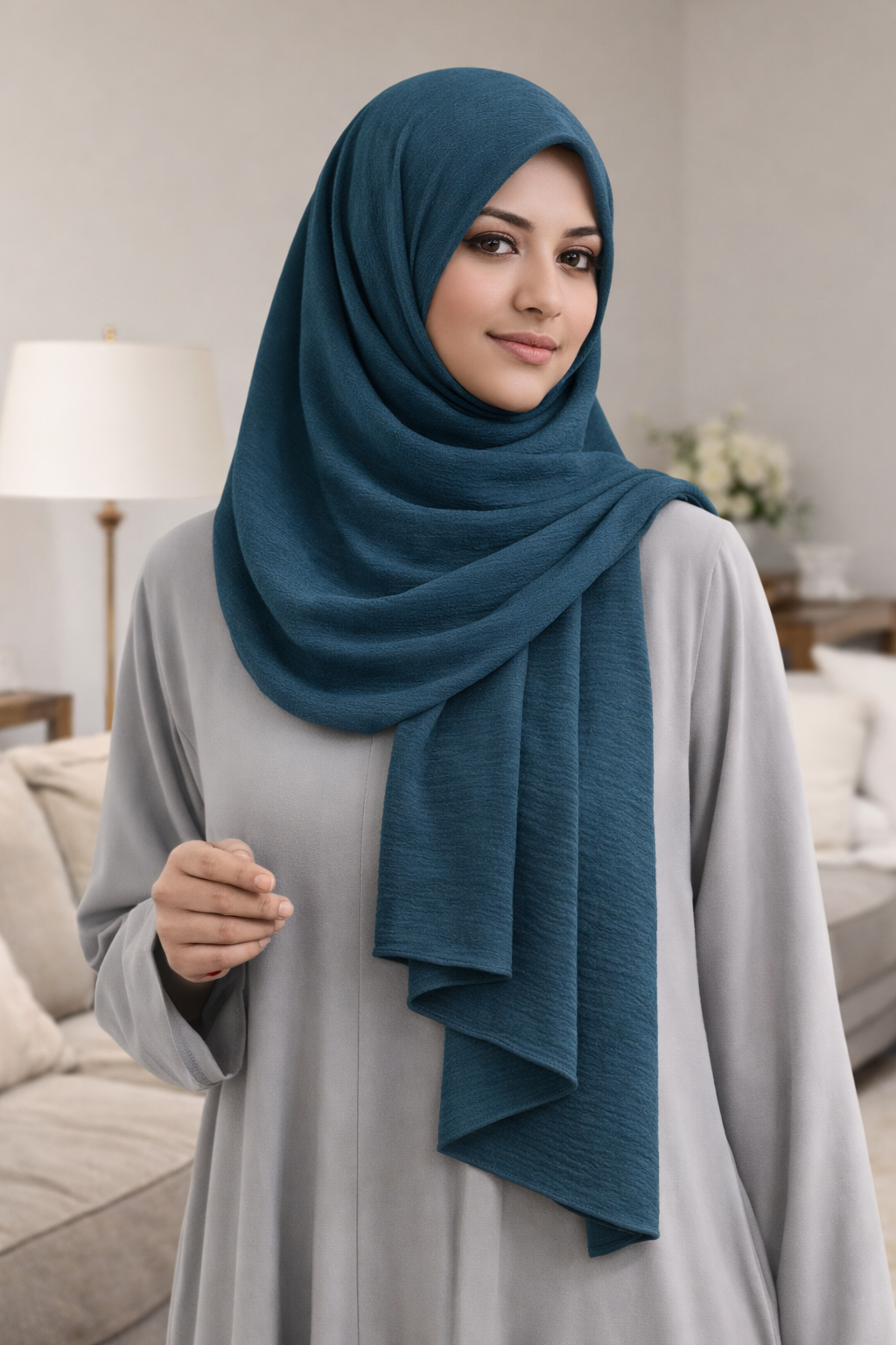 Reflecting Pond Soft airflow fabric scarf with a subtle crinkle texture, perfect for daily modest wear.