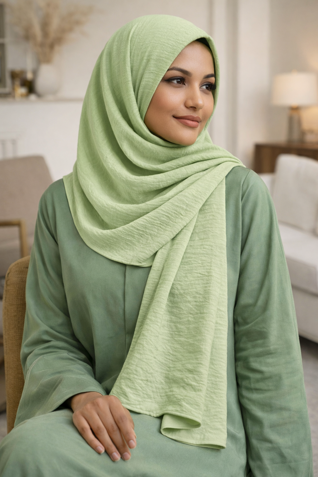 Reseda Lightweight crinkle chiffon scarf with a soft textured finish, perfect for everyday modest wear.