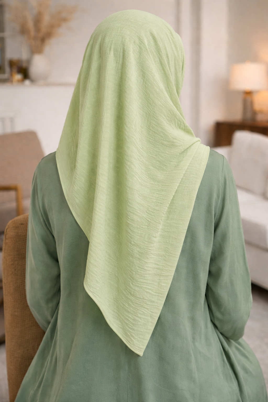 Reseda Lightweight crinkle chiffon scarf with a soft textured finish, perfect for everyday modest wear.