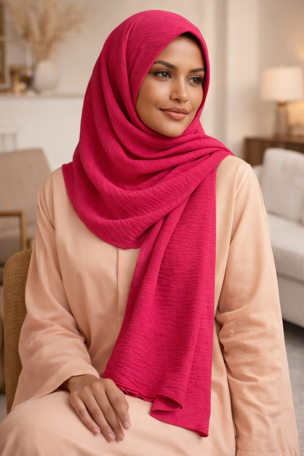 Sangria Soft airflow fabric scarf with a subtle crinkle texture, perfect for daily modest wear.